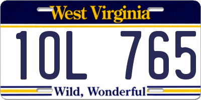 WV license plate 1OL765