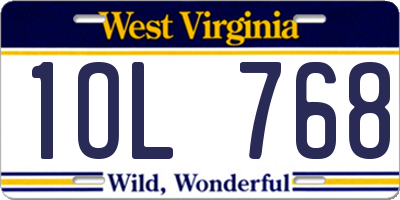 WV license plate 1OL768