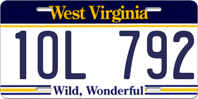 WV license plate 1OL792