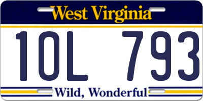 WV license plate 1OL793