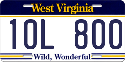 WV license plate 1OL800