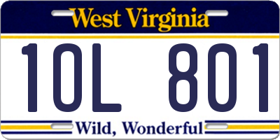 WV license plate 1OL801
