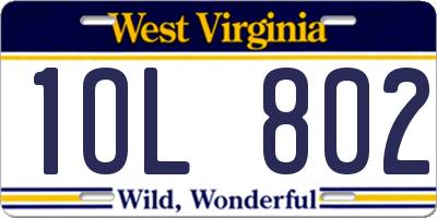 WV license plate 1OL802