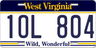 WV license plate 1OL804