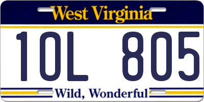WV license plate 1OL805