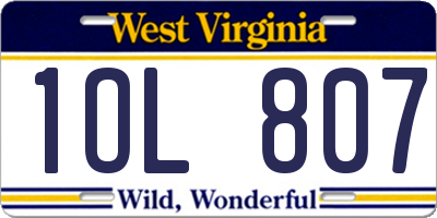 WV license plate 1OL807