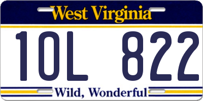 WV license plate 1OL822