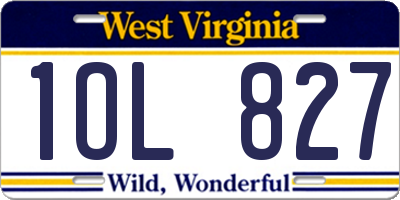 WV license plate 1OL827