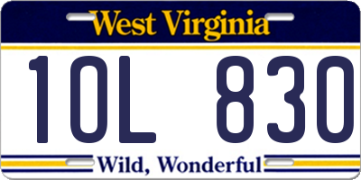 WV license plate 1OL830