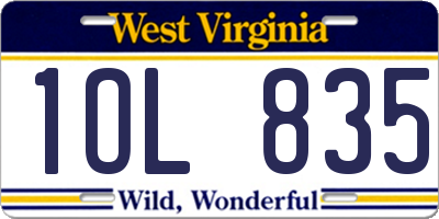 WV license plate 1OL835