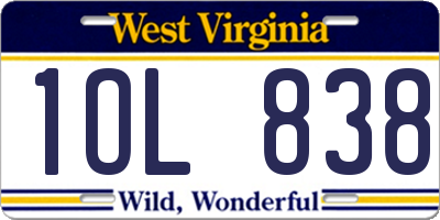 WV license plate 1OL838