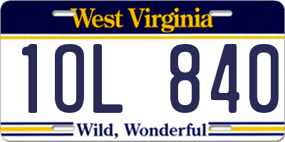 WV license plate 1OL840