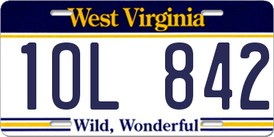 WV license plate 1OL842