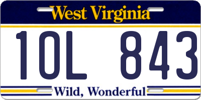 WV license plate 1OL843
