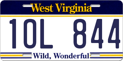 WV license plate 1OL844