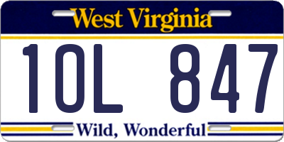 WV license plate 1OL847
