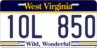 WV license plate 1OL850