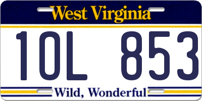 WV license plate 1OL853