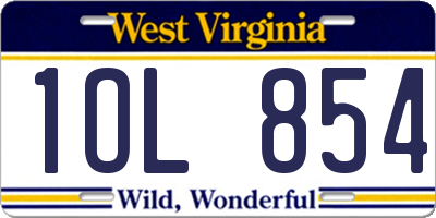 WV license plate 1OL854