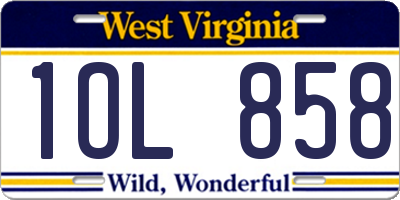 WV license plate 1OL858