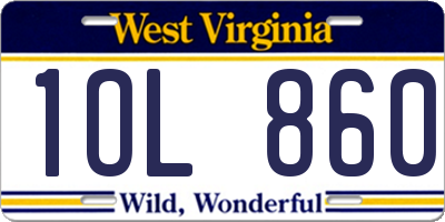 WV license plate 1OL860