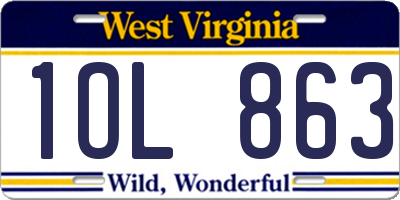WV license plate 1OL863