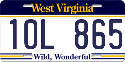 WV license plate 1OL865