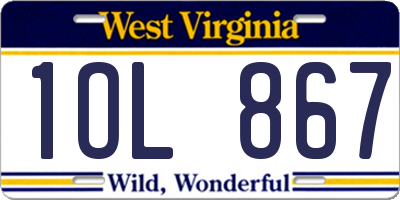 WV license plate 1OL867