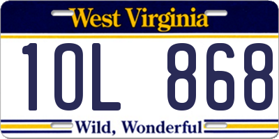 WV license plate 1OL868