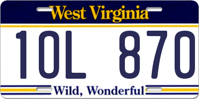 WV license plate 1OL870