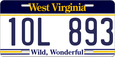 WV license plate 1OL893