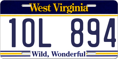 WV license plate 1OL894