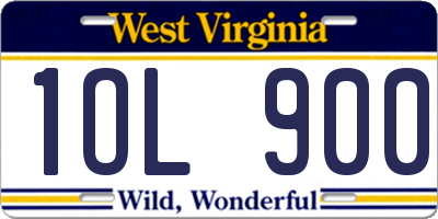 WV license plate 1OL900