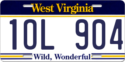 WV license plate 1OL904