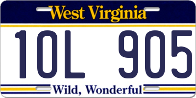 WV license plate 1OL905