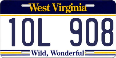 WV license plate 1OL908