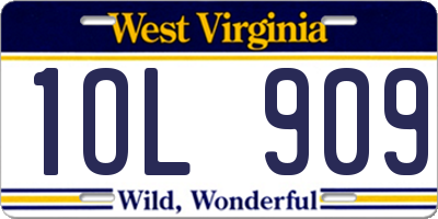WV license plate 1OL909