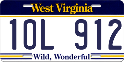 WV license plate 1OL912