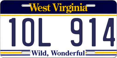 WV license plate 1OL914
