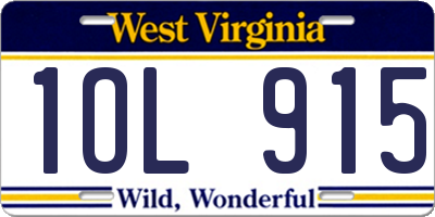 WV license plate 1OL915