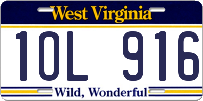 WV license plate 1OL916