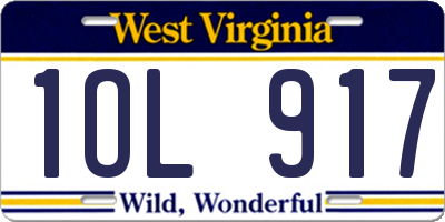 WV license plate 1OL917