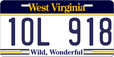 WV license plate 1OL918