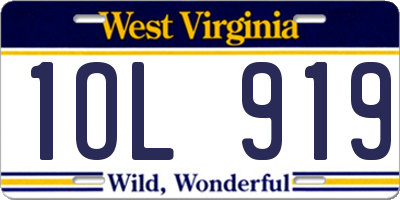 WV license plate 1OL919