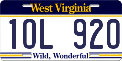 WV license plate 1OL920
