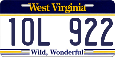 WV license plate 1OL922