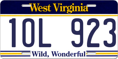 WV license plate 1OL923