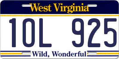 WV license plate 1OL925