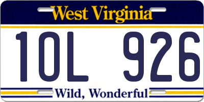 WV license plate 1OL926