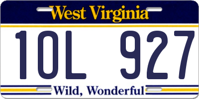 WV license plate 1OL927